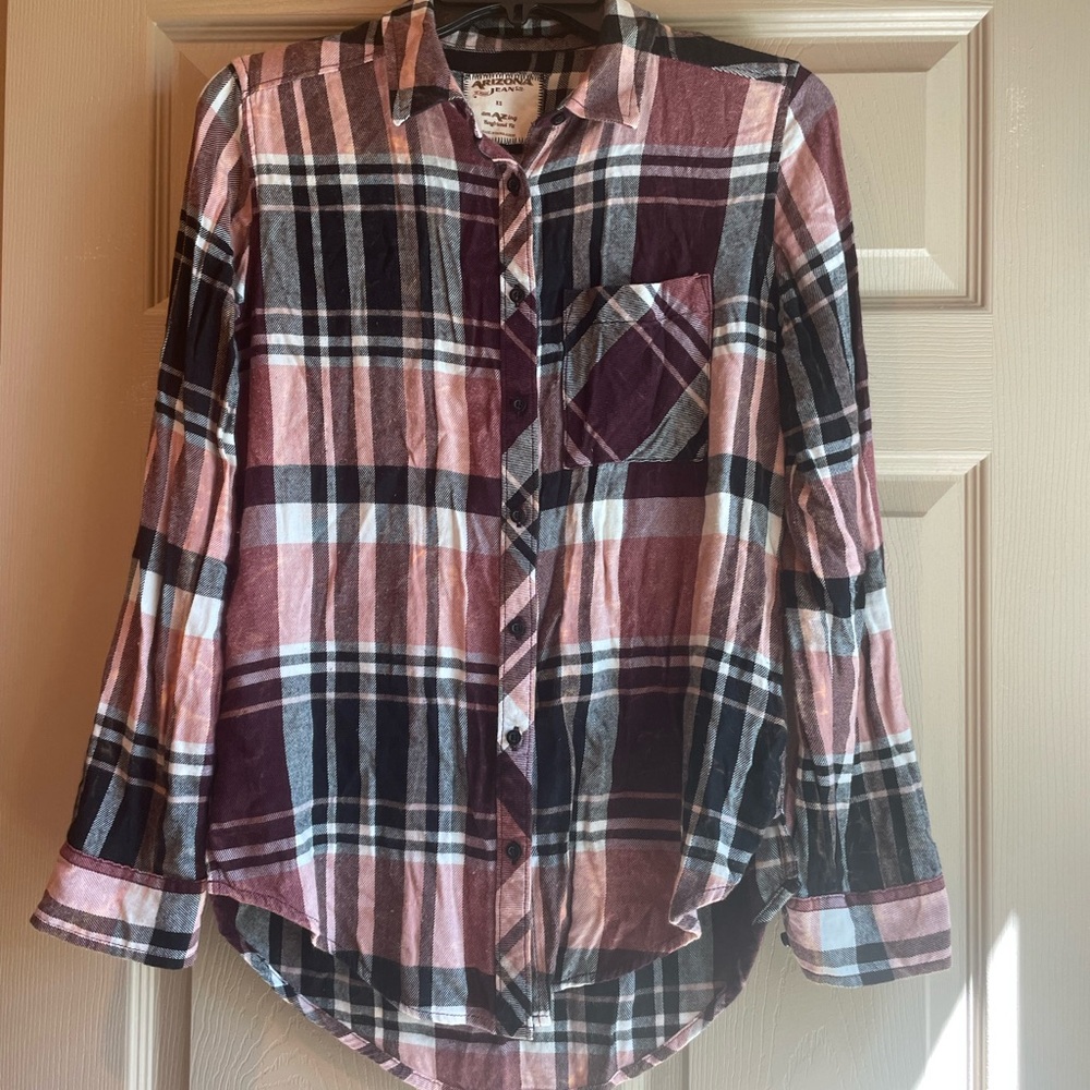 Arizona Jean Co. Women’s Plaid Button-Up Shirt - Boyfriend Fit - Size XS